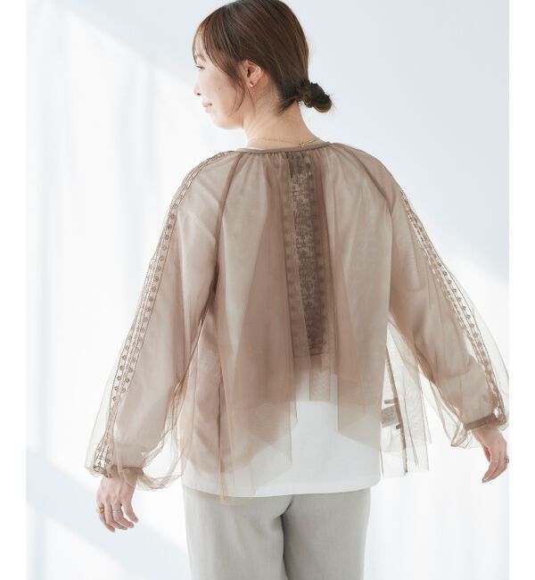 le.coeur blanc「《手洗い可能》チュール刺繍ブラウス」|シャツ・ブラウス|