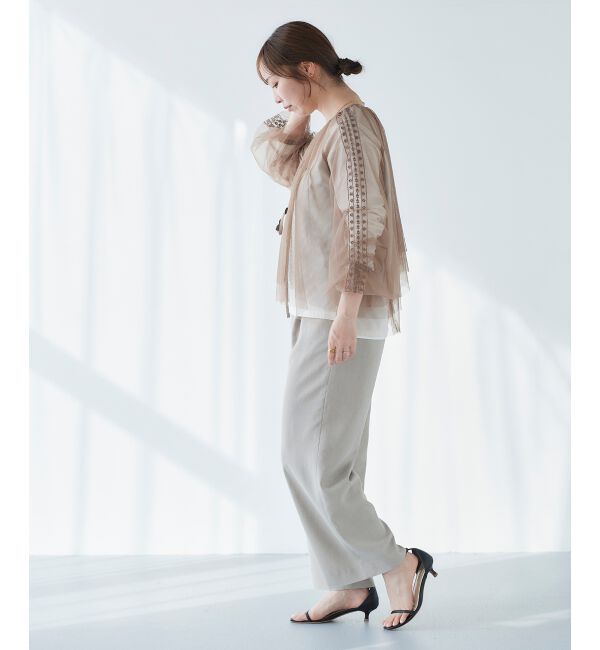 le.coeur blanc「《手洗い可能》チュール刺繍ブラウス」|シャツ・ブラウス|