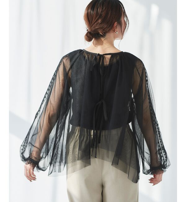 le.coeur blanc「《手洗い可能》チュール刺繍ブラウス」|シャツ・ブラウス|