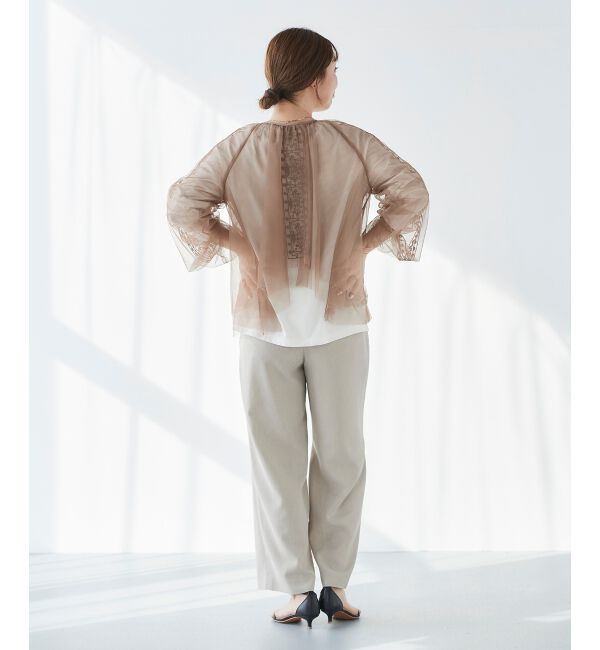 le.coeur blanc「《手洗い可能》チュール刺繍ブラウス」|シャツ・ブラウス|