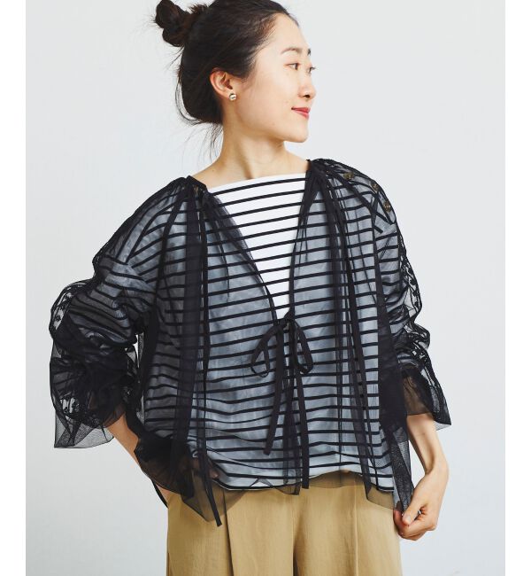 le.coeur blanc「《手洗い可能》チュール刺繍ブラウス」|シャツ・ブラウス|