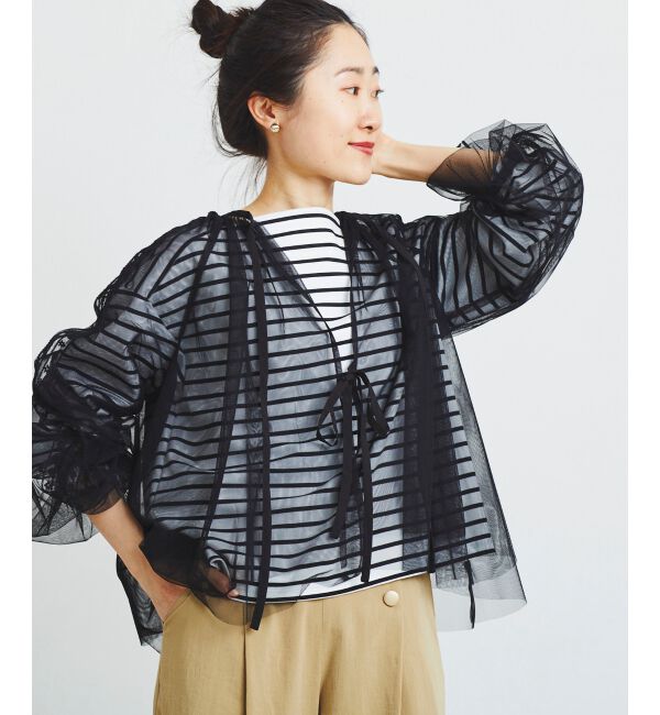 le.coeur blanc「《手洗い可能》チュール刺繍ブラウス」|シャツ・ブラウス|