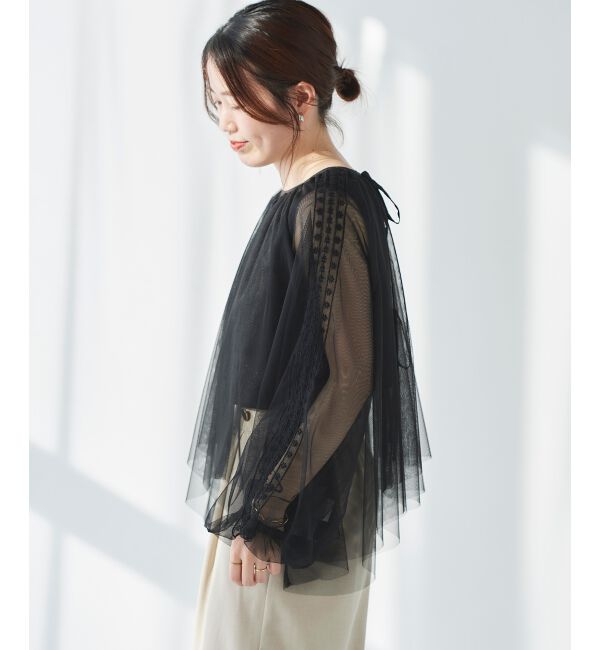 le.coeur blanc「《手洗い可能》チュール刺繍ブラウス」|シャツ・ブラウス|