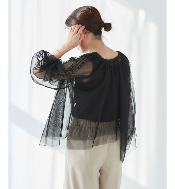 le.coeur blanc「《手洗い可能》チュール刺繍ブラウス」|シャツ・ブラウス|