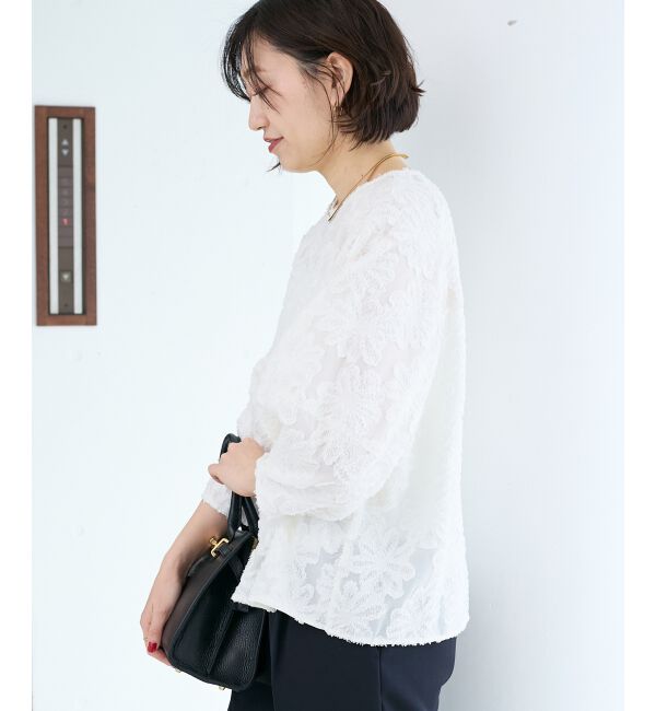  「フラワージャガードランタンスリーブブラウス」|シャツ・ブラウス|