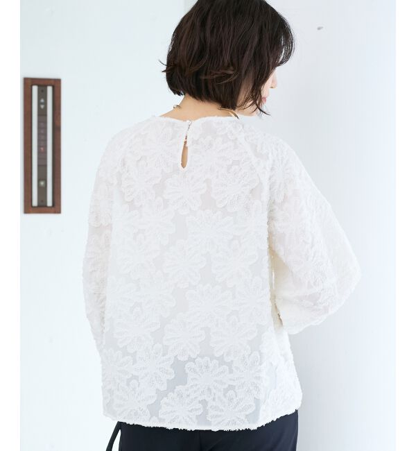  「フラワージャガードランタンスリーブブラウス」|シャツ・ブラウス|