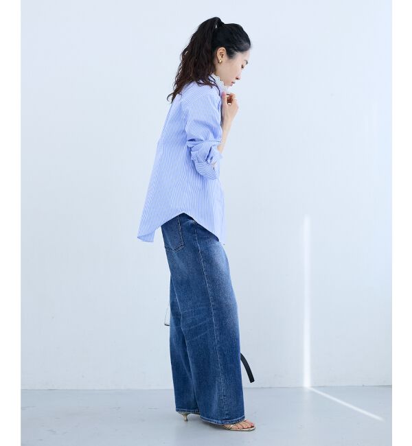  「ストライプネックレース2wayシャツ」|シャツ・ブラウス|