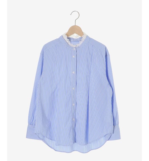  「ストライプネックレース2wayシャツ」|シャツ・ブラウス|
