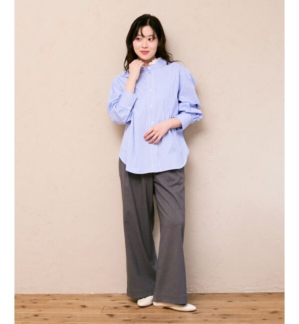  「ストライプネックレース2wayシャツ」|シャツ・ブラウス|