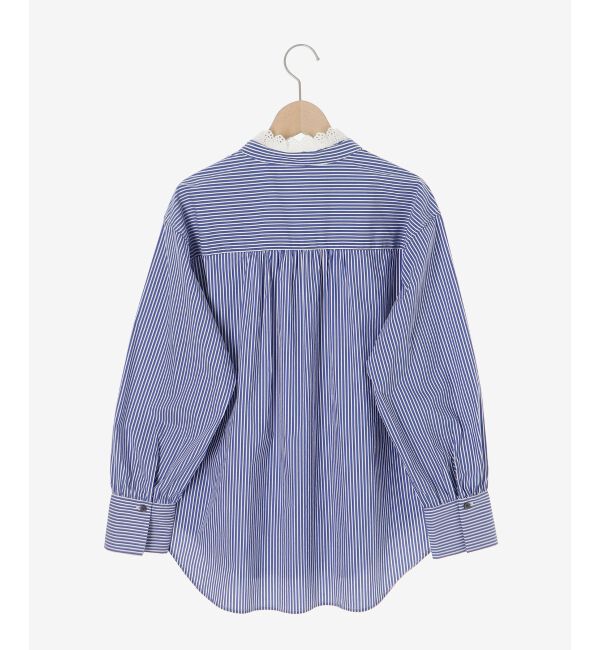  「ストライプネックレース2wayシャツ」|シャツ・ブラウス|