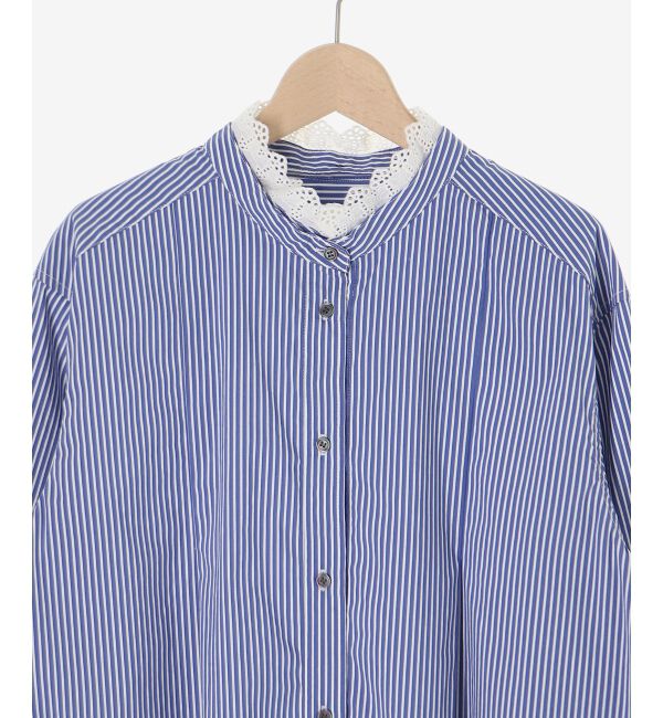  「ストライプネックレース2wayシャツ」|シャツ・ブラウス|