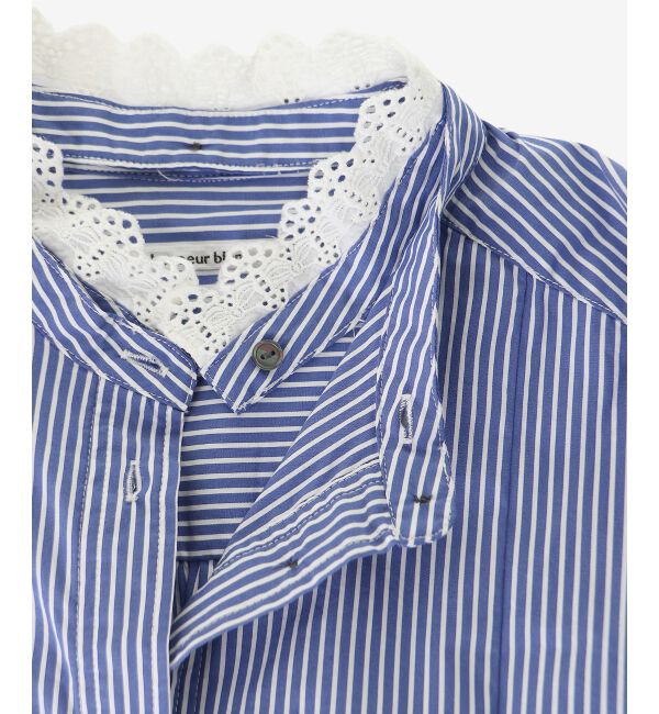  「ストライプネックレース2wayシャツ」|シャツ・ブラウス|
