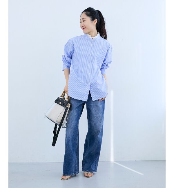  「ストライプネックレース2wayシャツ」|シャツ・ブラウス|