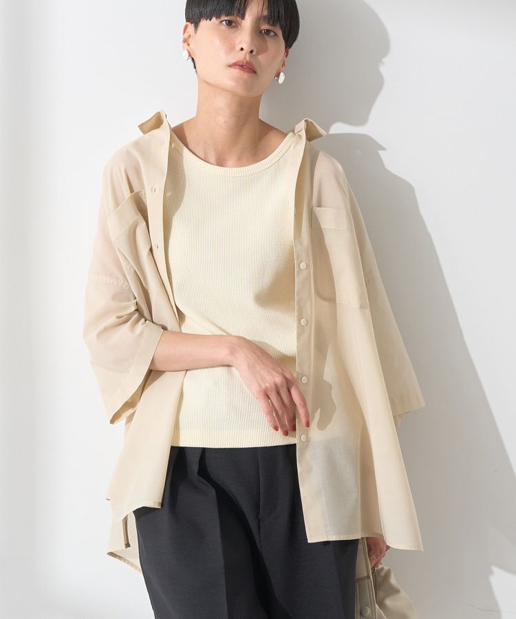 AMERICAN HOLIC「イージーケア+接触冷感Wポケットオーバーシャツ」|シャツ・ブラウス|