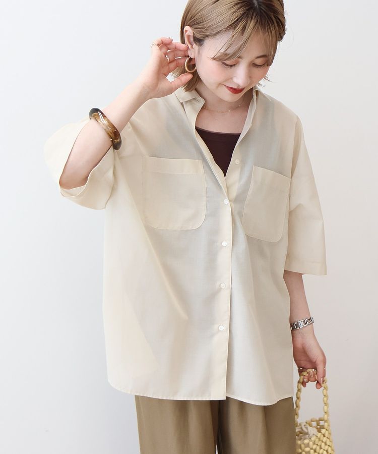 AMERICAN HOLIC「イージーケア+接触冷感Wポケットオーバーシャツ」|シャツ・ブラウス|