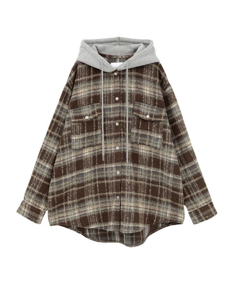 AMERICAN HOLIC「フード付きシャギーチェックシャツ」|シャツ・ブラウス|