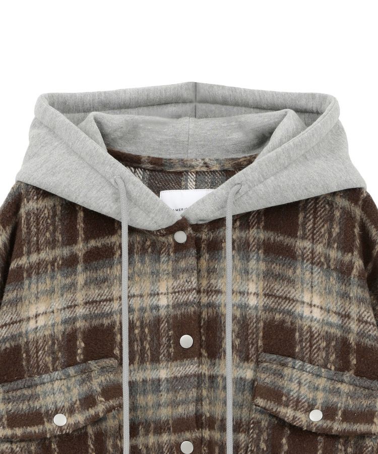 AMERICAN HOLIC「フード付きシャギーチェックシャツ」|シャツ・ブラウス|