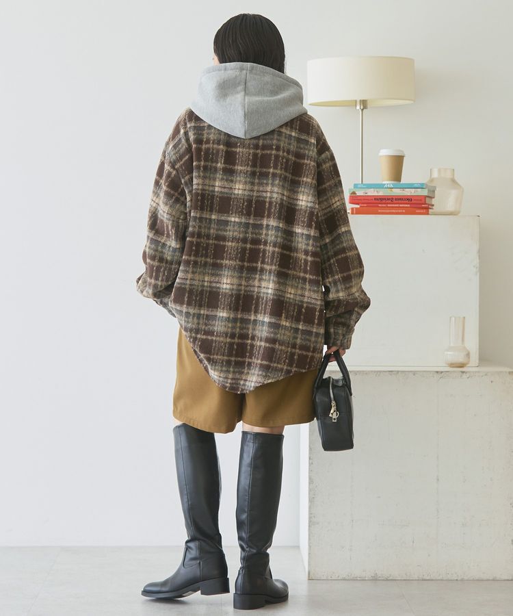 AMERICAN HOLIC「フード付きシャギーチェックシャツ」|シャツ・ブラウス|