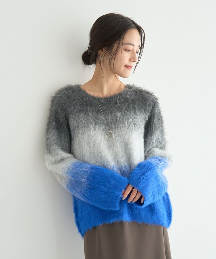 YECCA VECCA「グラデーションシャギーニット」|ニット・セーター|Blue