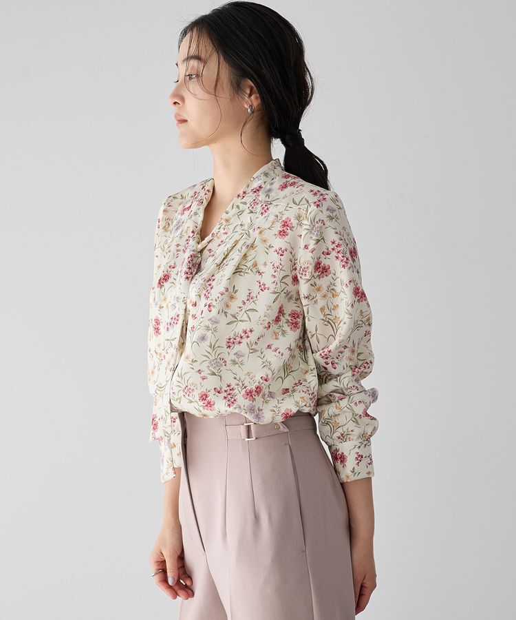 YECCA VECCA「ボタニカルフラワー柄ボウタイブラウス」|シャツ・ブラウス|