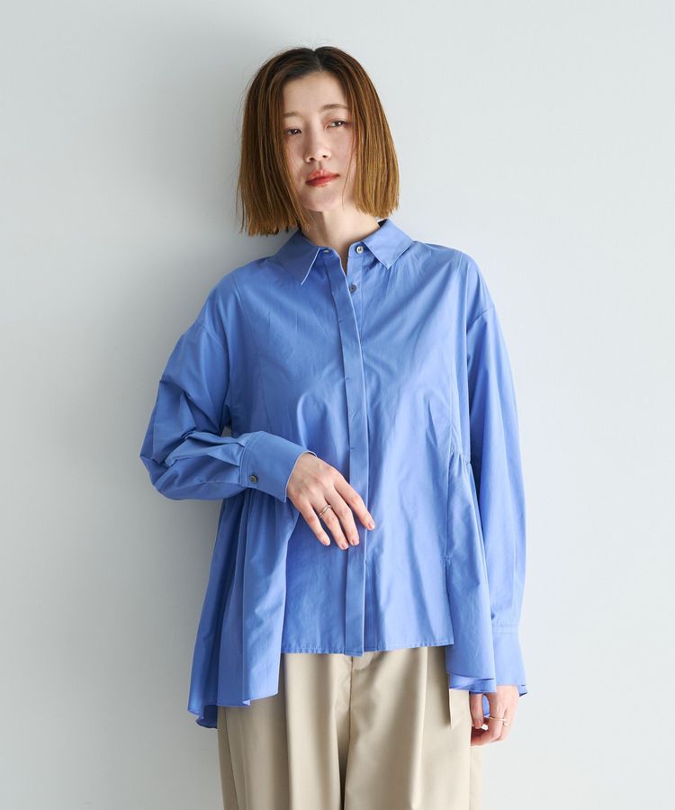 YECCA VECCA「ペプラムギャザーシャツ」|シャツ・ブラウス|Blue