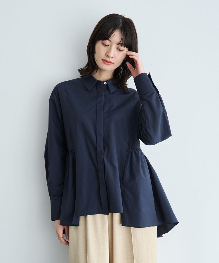 YECCA VECCA「ペプラムギャザーシャツ」|シャツ・ブラウス|Navy