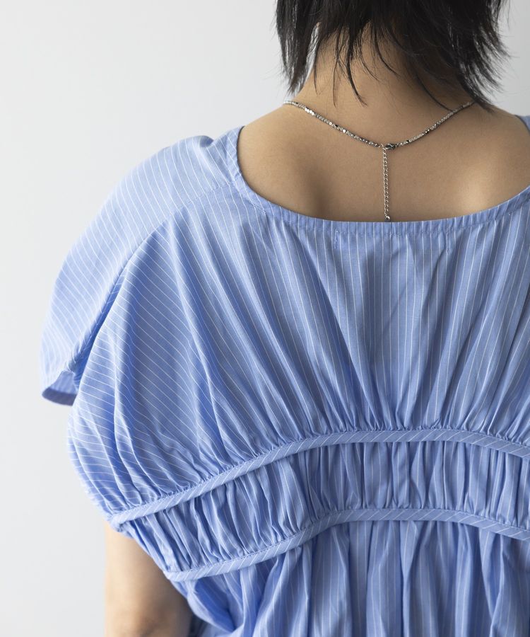 GARAGE OF GOOD CLOTHING「ストライプVネックギャザーブラウス」|シャツ・ブラウス|