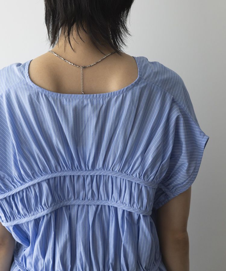 GARAGE OF GOOD CLOTHING「ストライプVネックギャザーブラウス」|シャツ・ブラウス|