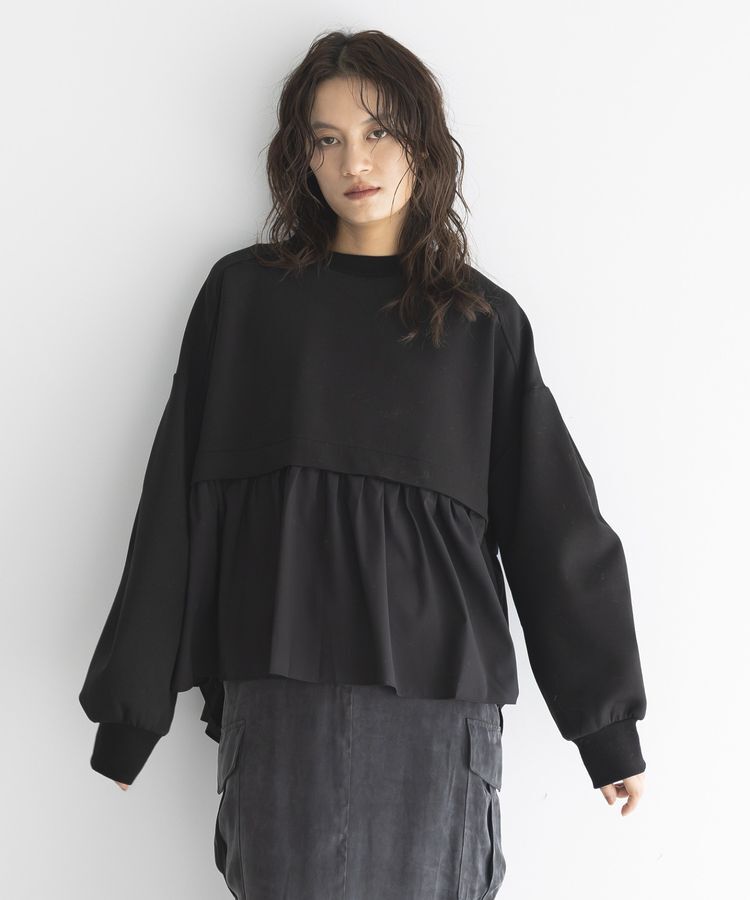 GARAGE OF GOOD CLOTHING「異素材MIXモックネックプルオーバー」|Tシャツ・カットソー|Black