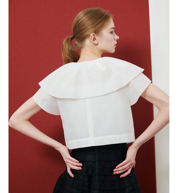 LOULOU WILLOUGHBY「【LOULOU WILLOUGHBY】オーガンジーフリルジャケット」|テーラードジャケット|