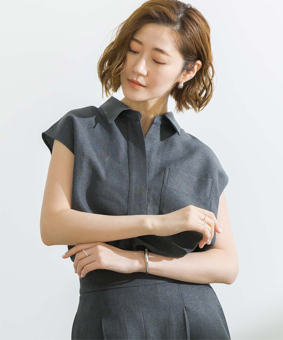 ur's「リネンライクフレンチスリーブスキッパーブラウス」|シャツ・ブラウス|