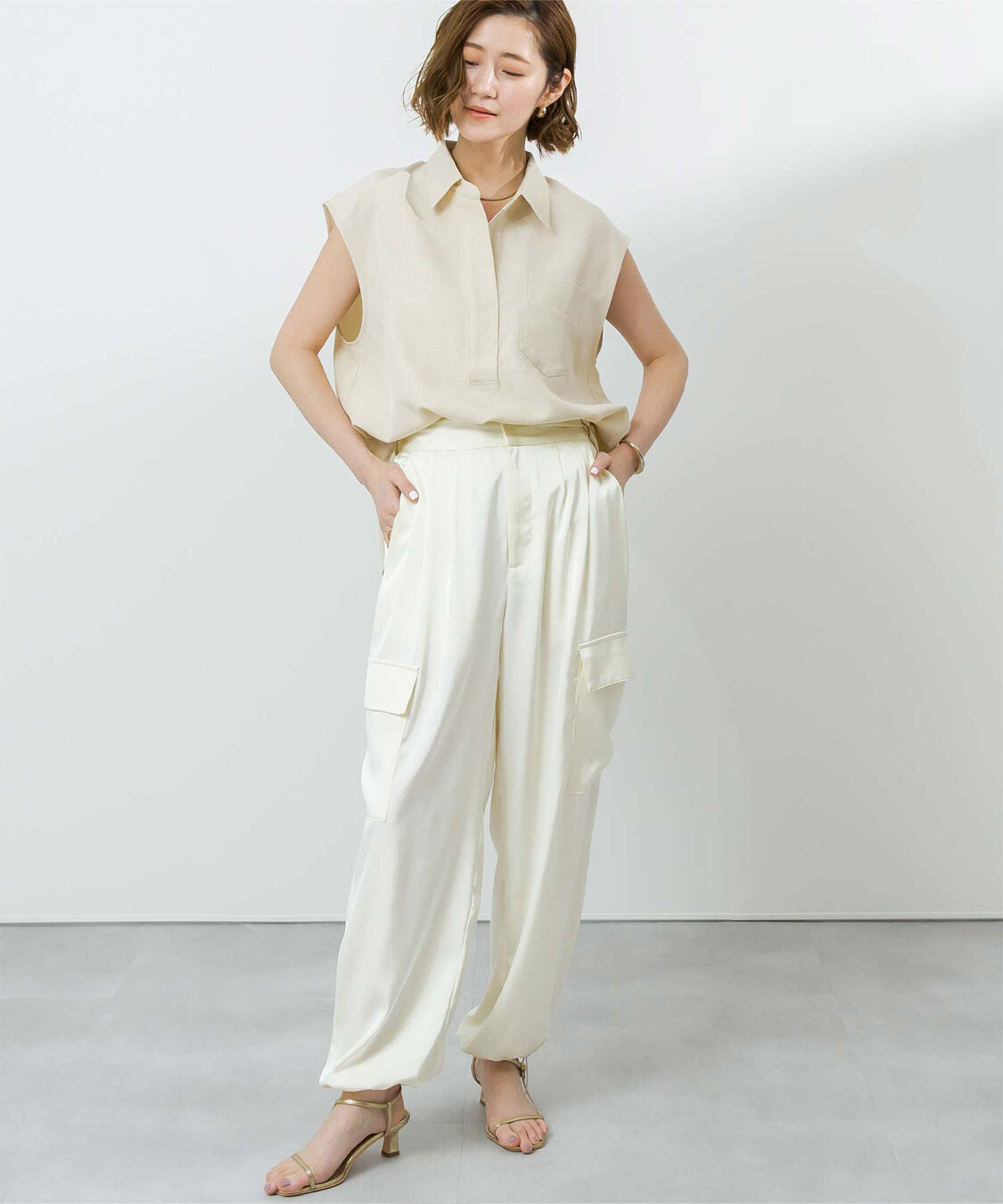 ur's「リネンライクフレンチスリーブスキッパーブラウス」|シャツ・ブラウス|