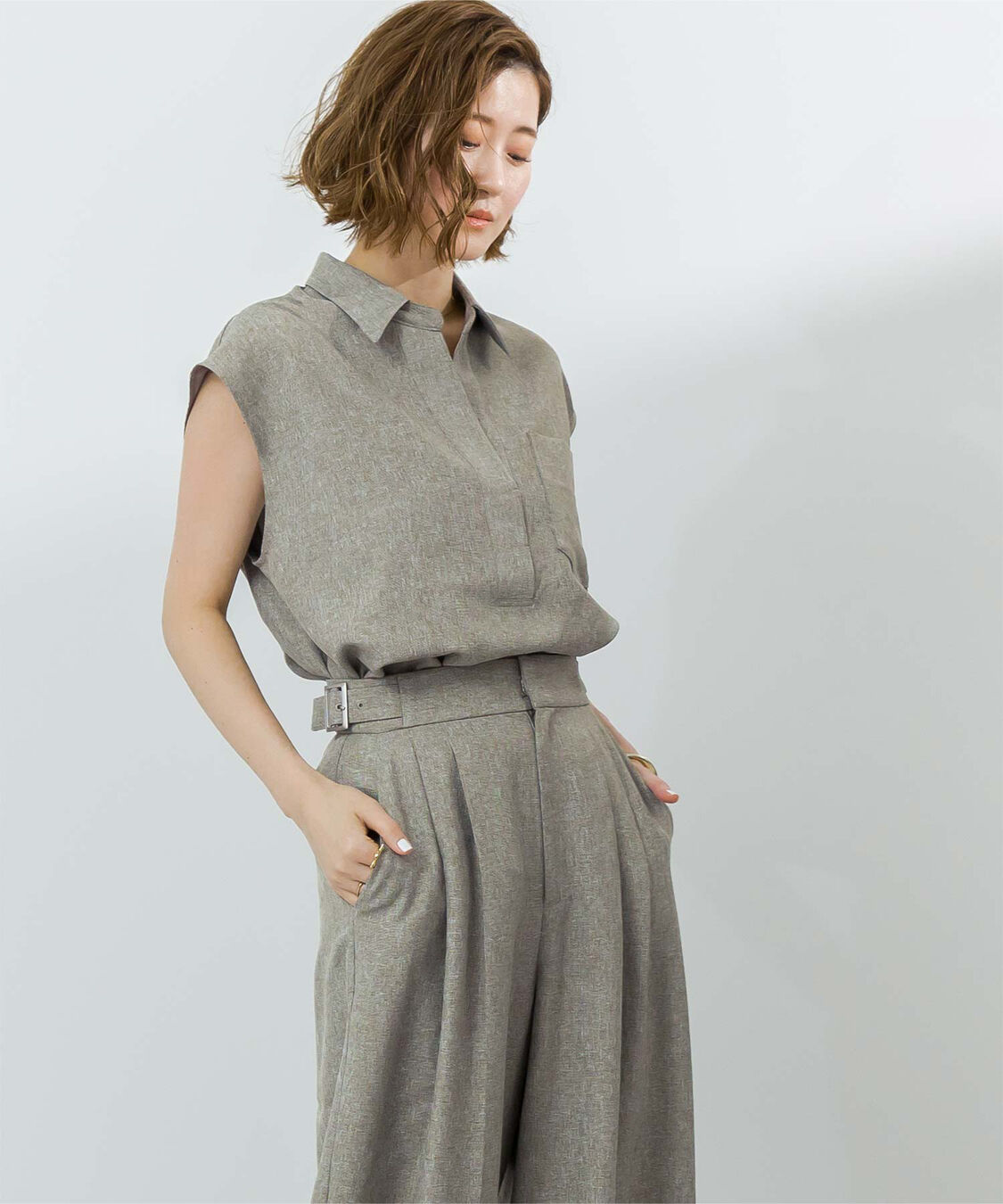 ur's「リネンライクフレンチスリーブスキッパーブラウス」|シャツ・ブラウス|