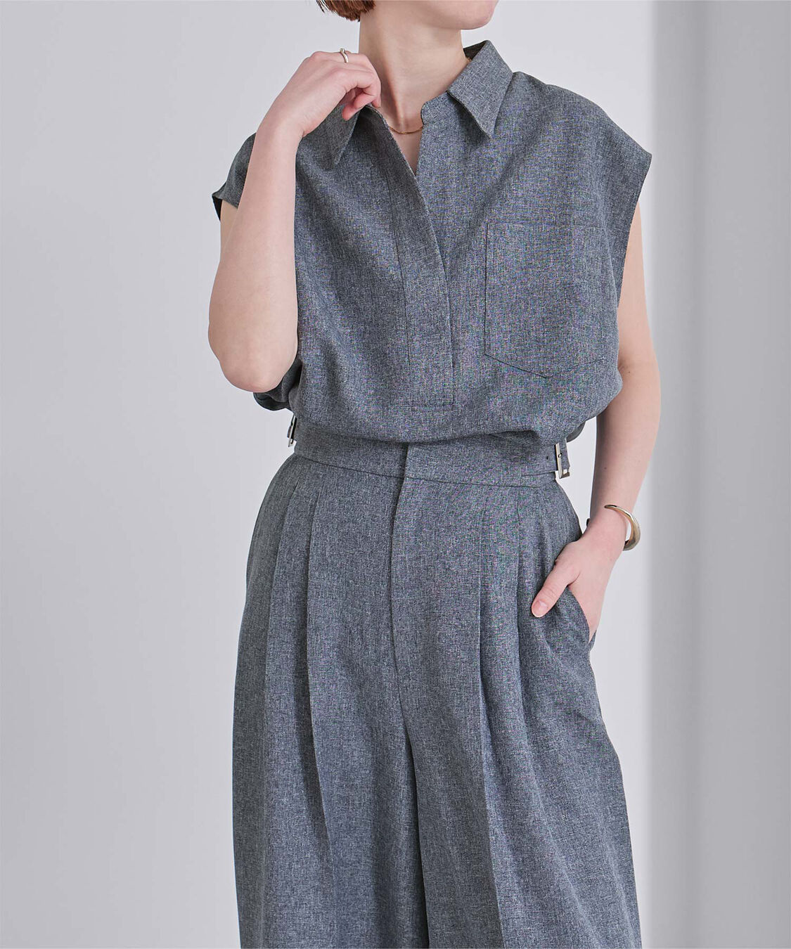 ur's「リネンライクフレンチスリーブスキッパーブラウス」|シャツ・ブラウス|