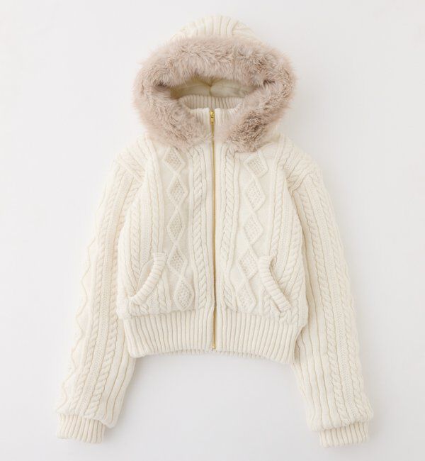  「ケーブルニット中綿ブルゾン」|ダウンベスト・ベスト|