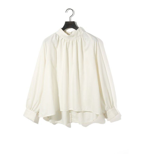 MIDIUMISOLID「MIDIUMISOLID for Ladies ハイネックギャザーブラウス(SOPHISTICATE)」|シャツ・ブラウス|アイボリー