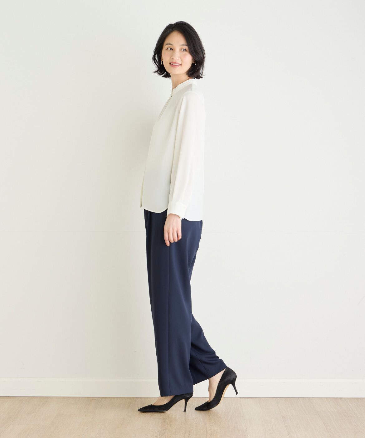 7-IDconcept.「《大きいサイズ》スタンドカラーブラウス」|シャツ・ブラウス|