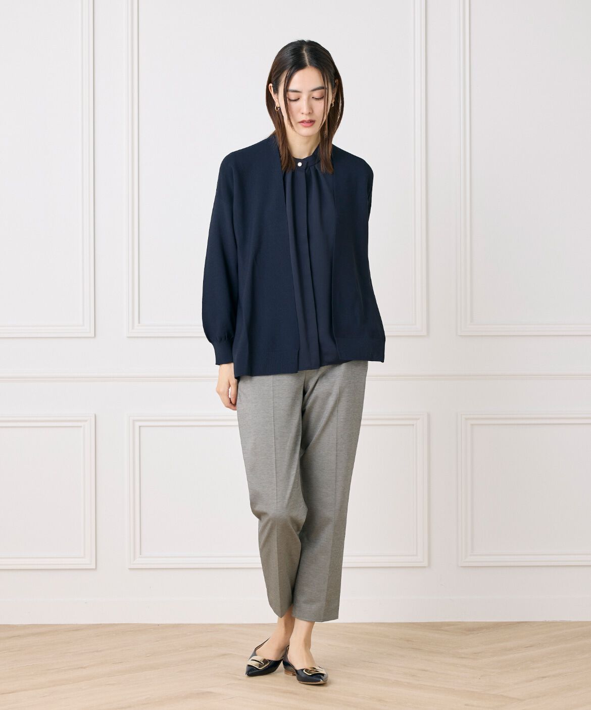 7-IDconcept.「《大きいサイズ》スタンドカラーブラウス」|シャツ・ブラウス|