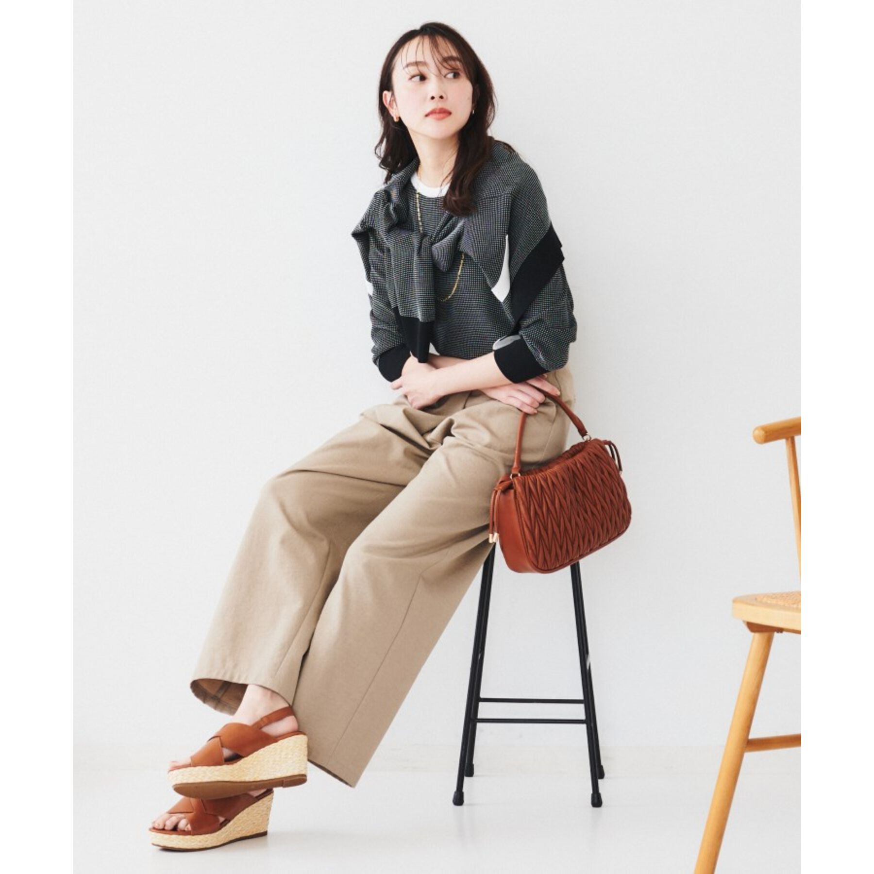 UNTITLED「【配色カラー/アンサンブル可能】きれいめ七分袖ニット」|ニット・セーター|