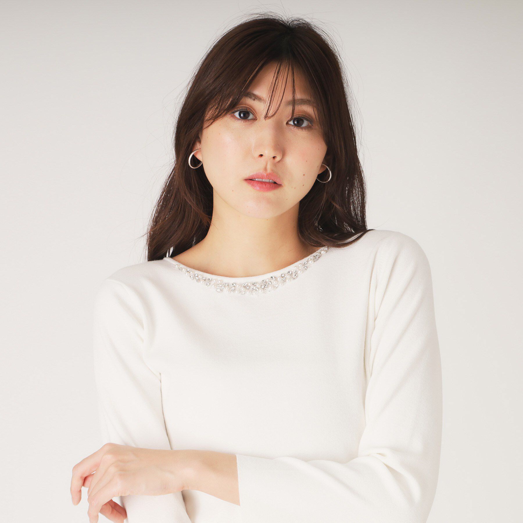 COUP DE CHANCE「【洗える】ビジューニットプルオーバー」|ニット・セーター|