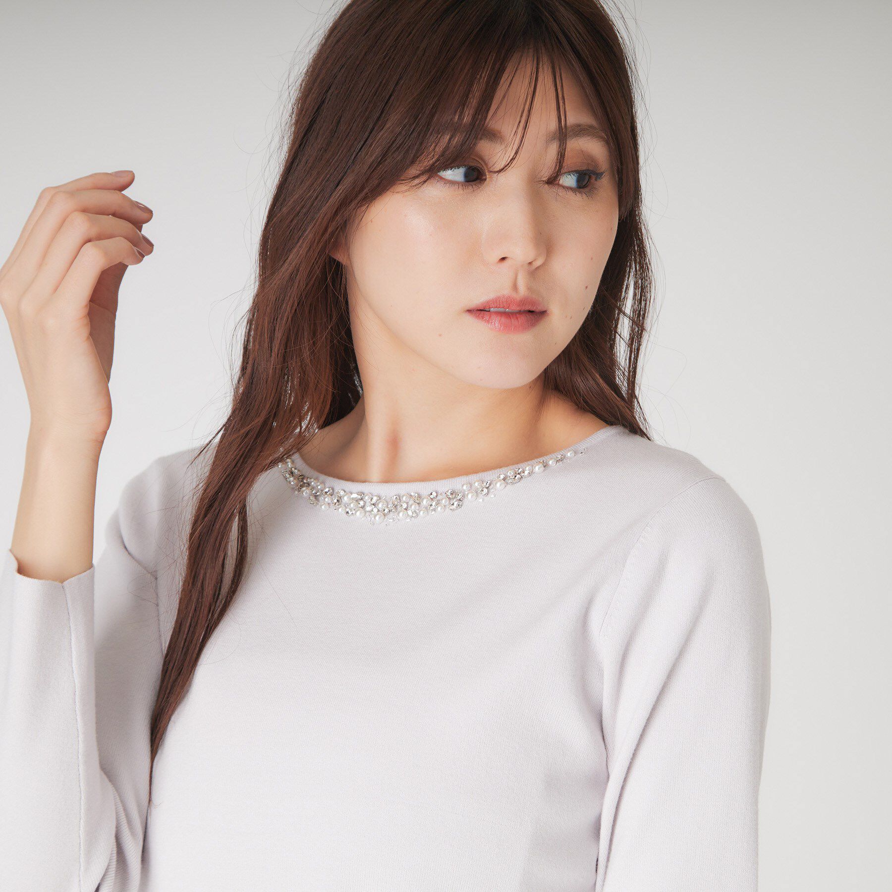 COUP DE CHANCE「【洗える】ビジューニットプルオーバー」|ニット・セーター|