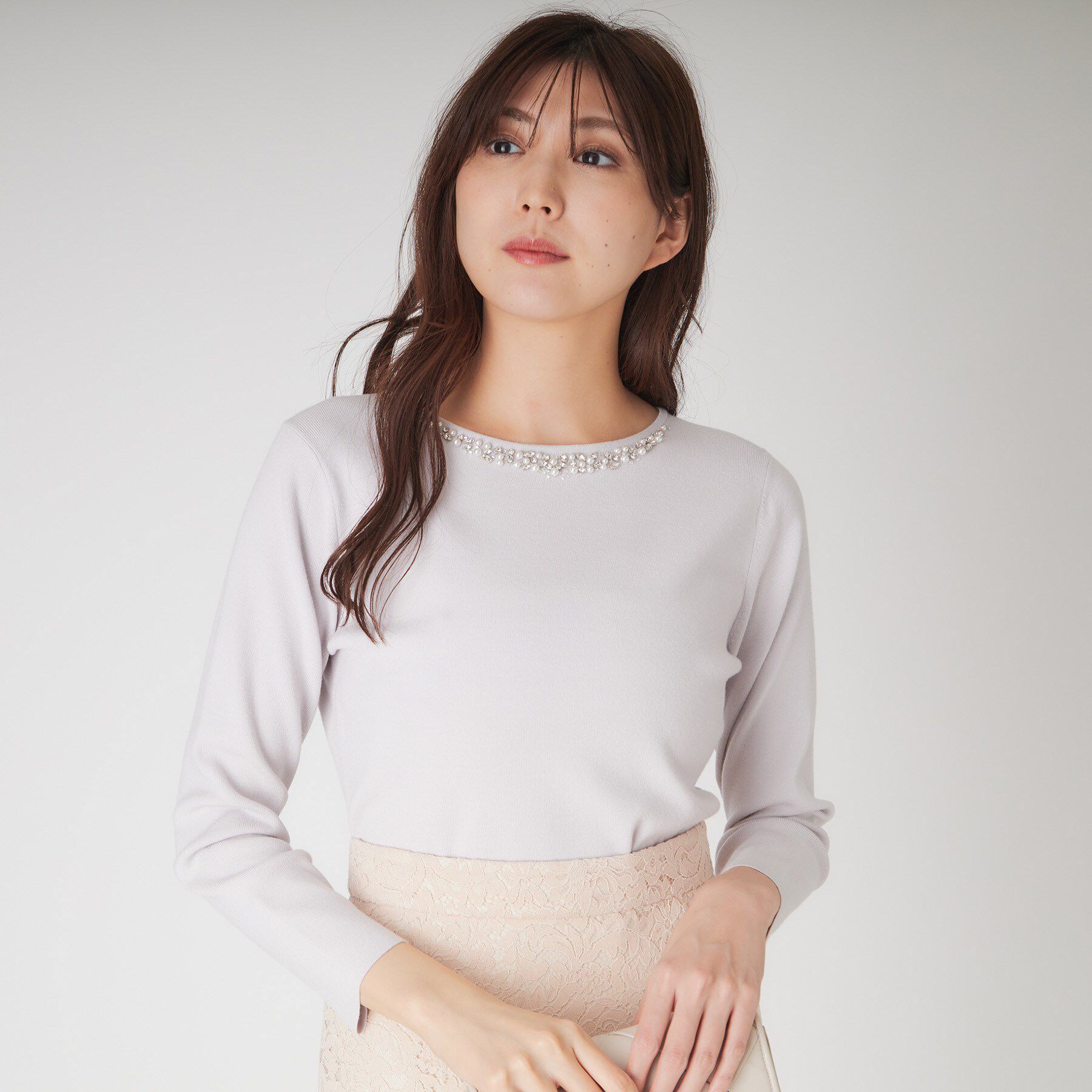 COUP DE CHANCE「【洗える】ビジューニットプルオーバー」|ニット・セーター|