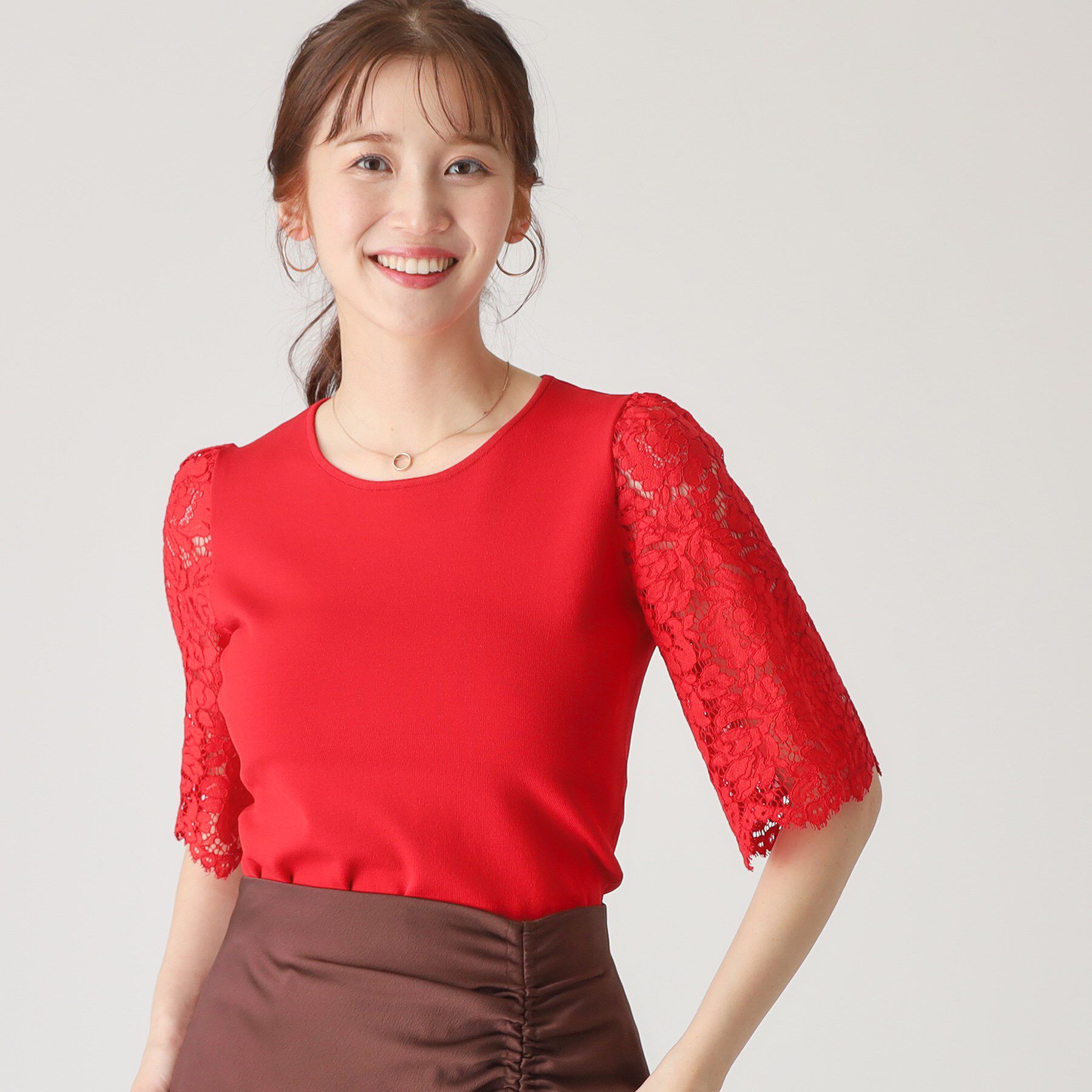 COUP DE CHANCE「【洗える】華やかなレース袖ニットトップス」|ニット・セーター|