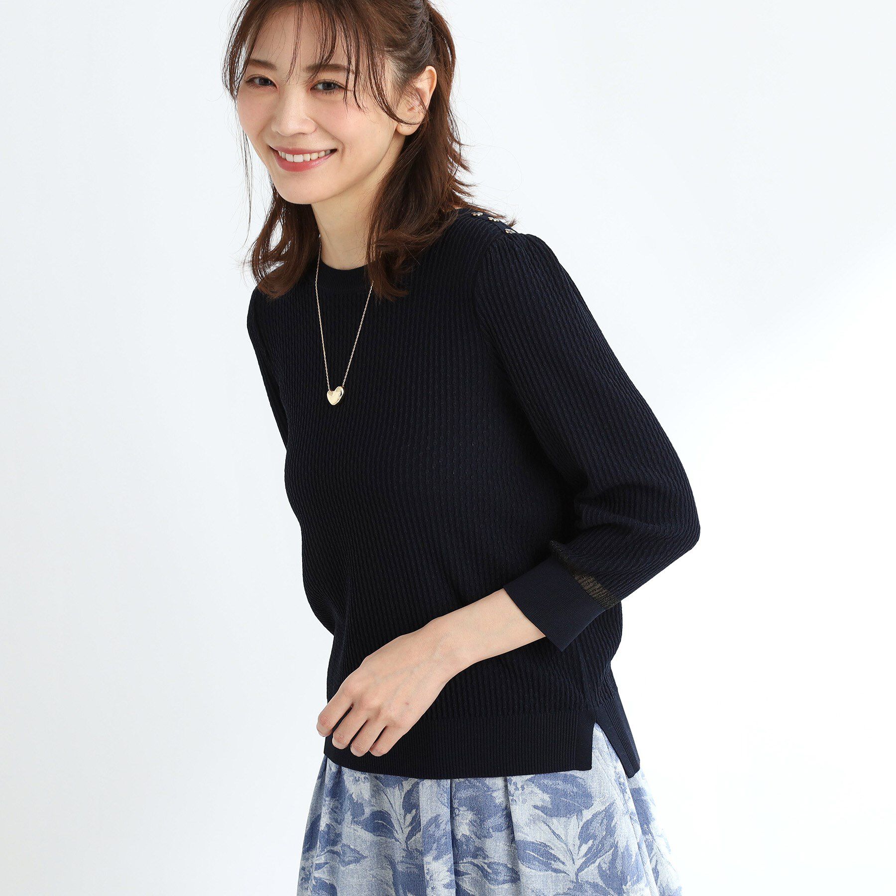 Reflect「ボタンディティールニット」|ニット・セーター|ネイビー(094)