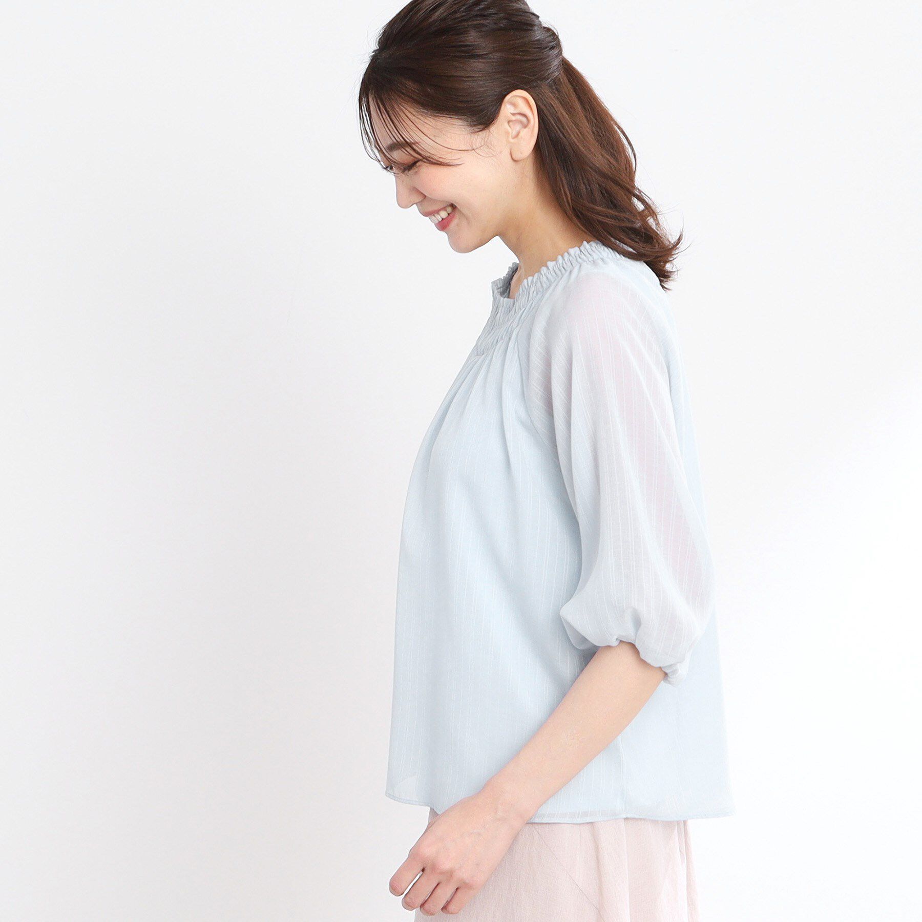 Reflect「【洗える】シャーリングデザインブラウス」|シャツ・ブラウス|