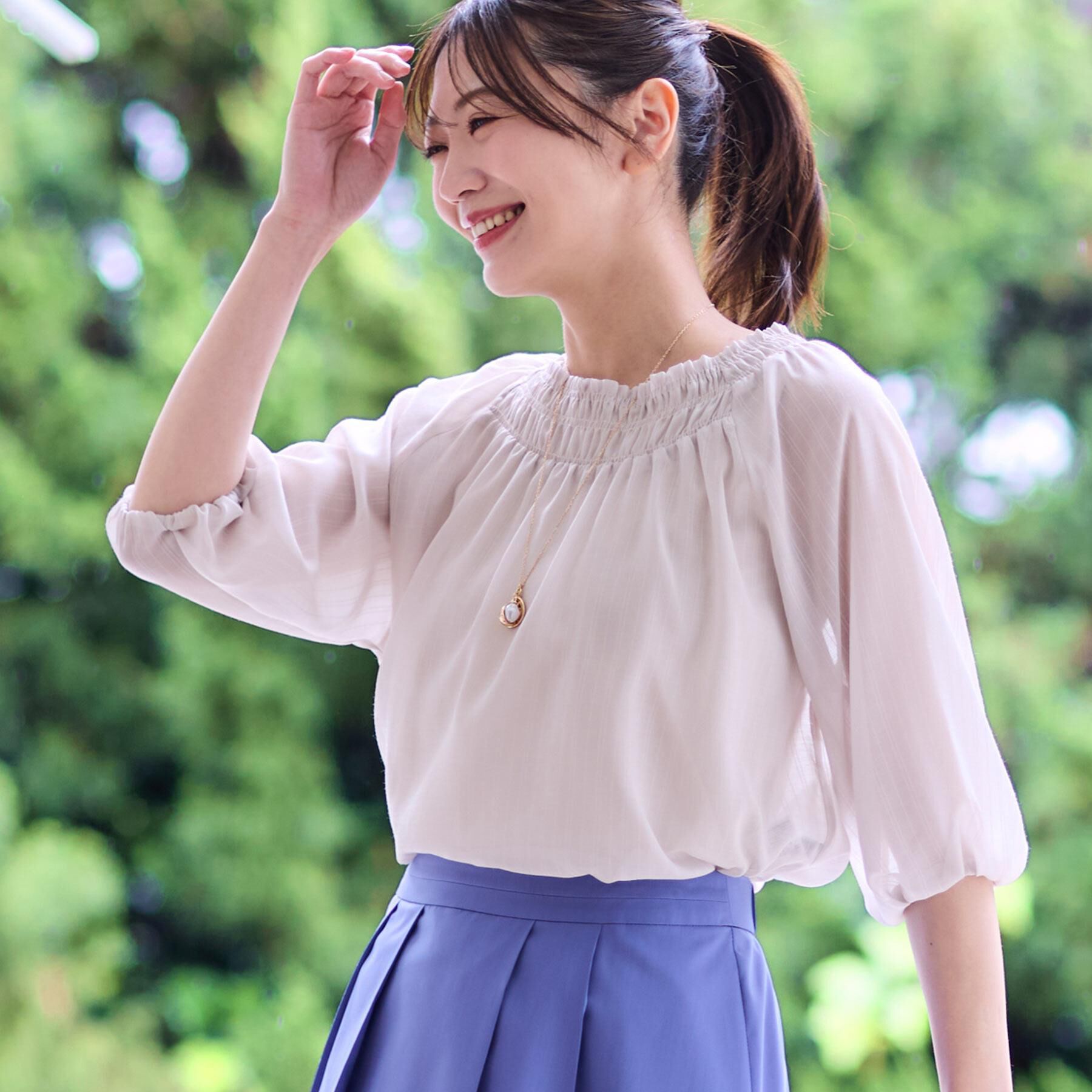 Reflect「【洗える】シャーリングデザインブラウス」|シャツ・ブラウス|