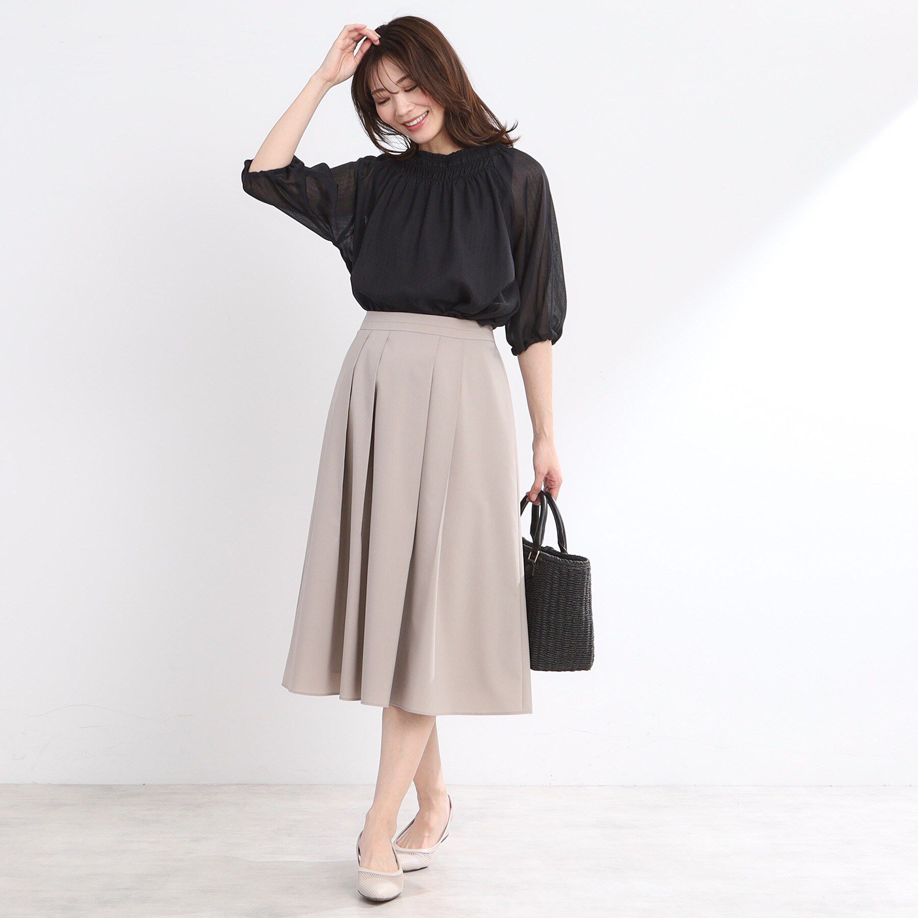 Reflect「【洗える】シャーリングデザインブラウス」|シャツ・ブラウス|