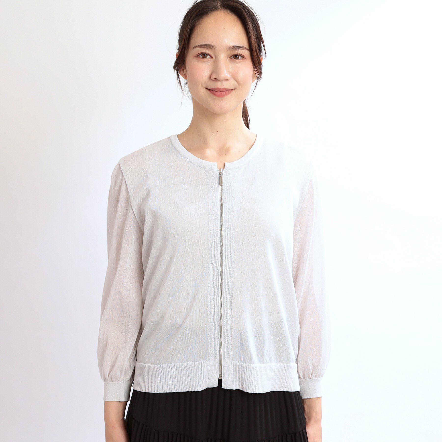 Reflect「【手洗い可】ジップアップニットカーディガン」|カーディガン|