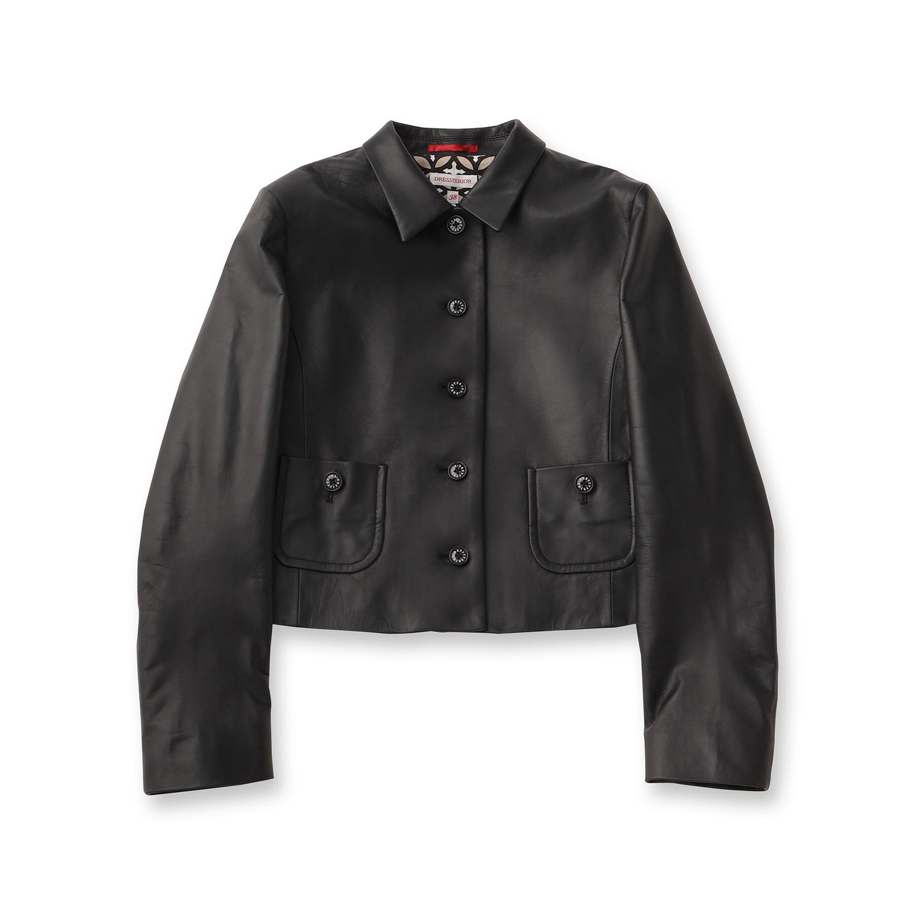 DRESSTERIOR「ラムレザーミニマルジャケット」|ブルゾン・スタジャン|