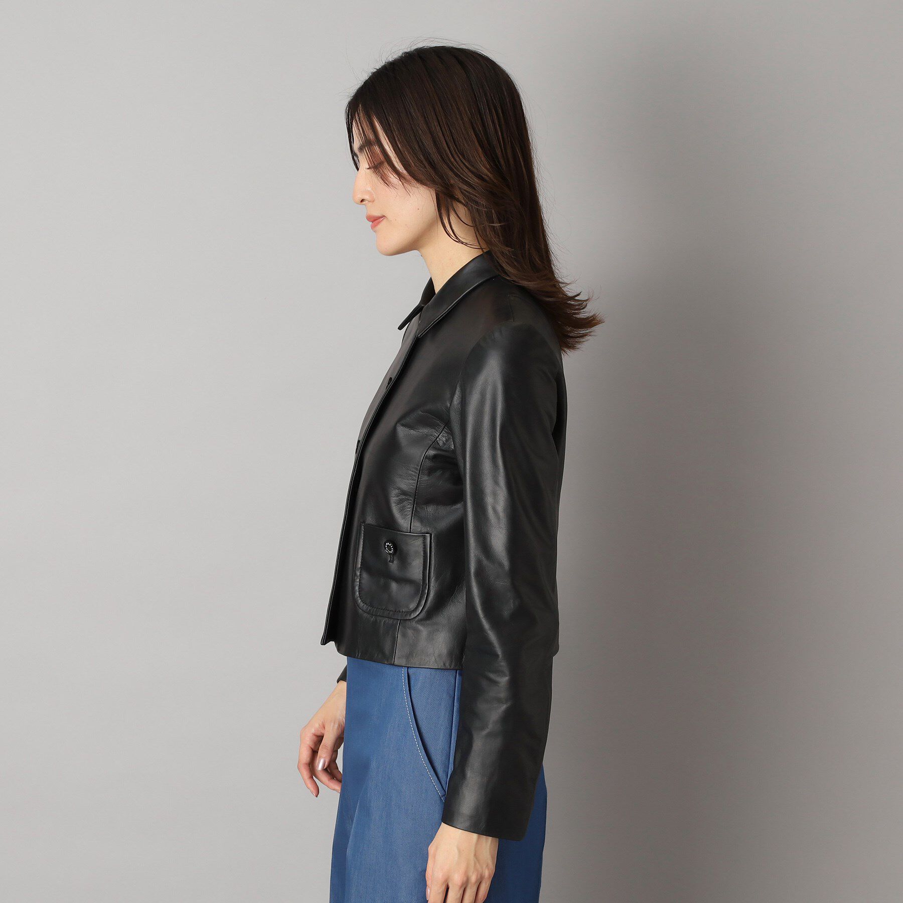 DRESSTERIOR「ラムレザーミニマルジャケット」|ブルゾン・スタジャン|